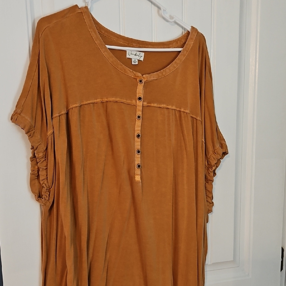 Women's Orange Button-Down Top